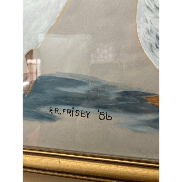 Vintage Original‎ & Signed Ducks with Hats Painting 1986 21.5"x 17.5" - Picture 5 of 7